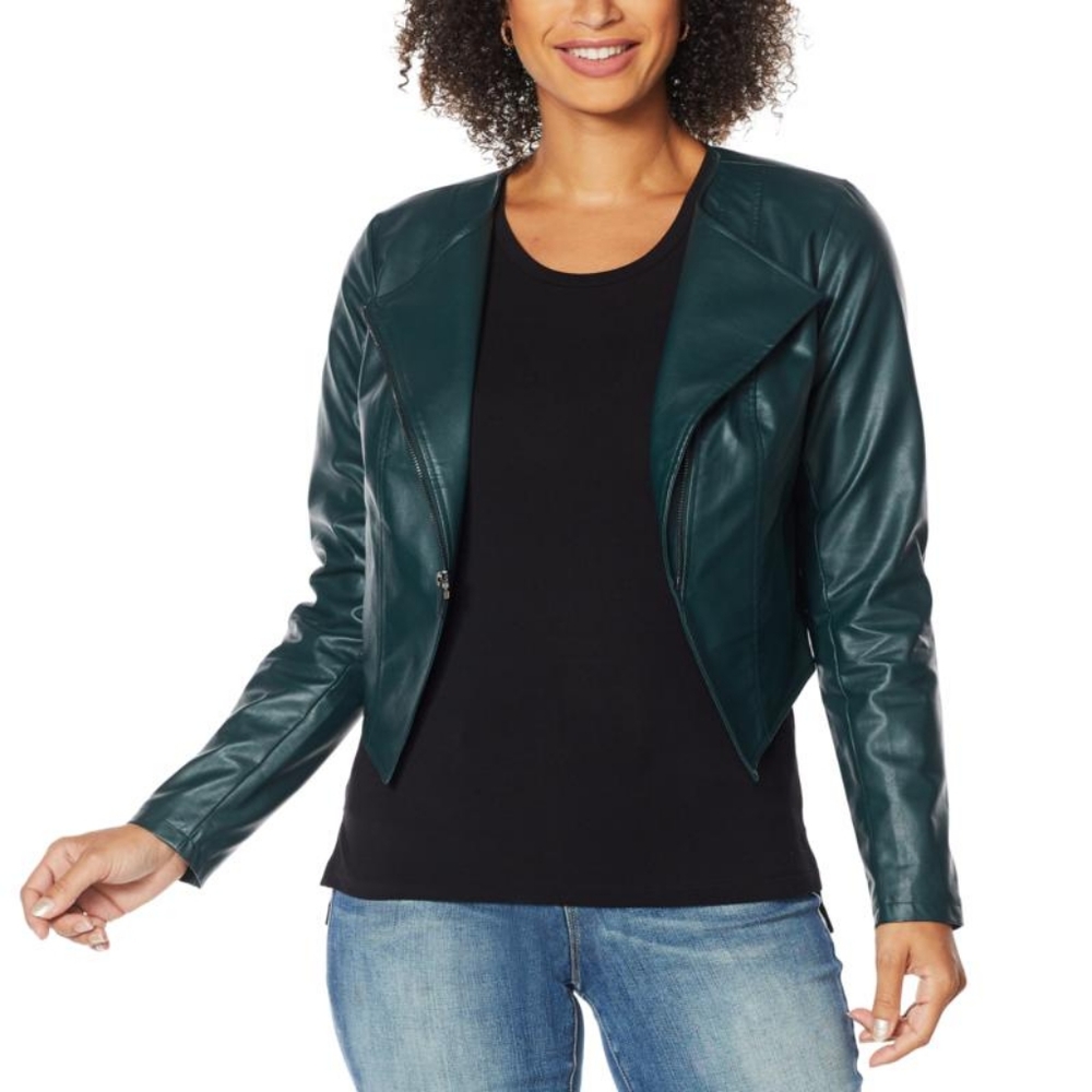 G by Giuliana Asymmetrical Moto Jacket SpruceGreen
